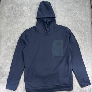Adidas Hoodie Mens Medium Blue Logo Fleece Lined Regular Fit Sweatshirt